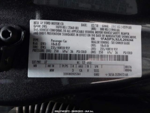 1FADP3L92JL269244 Ford FOCUS ST