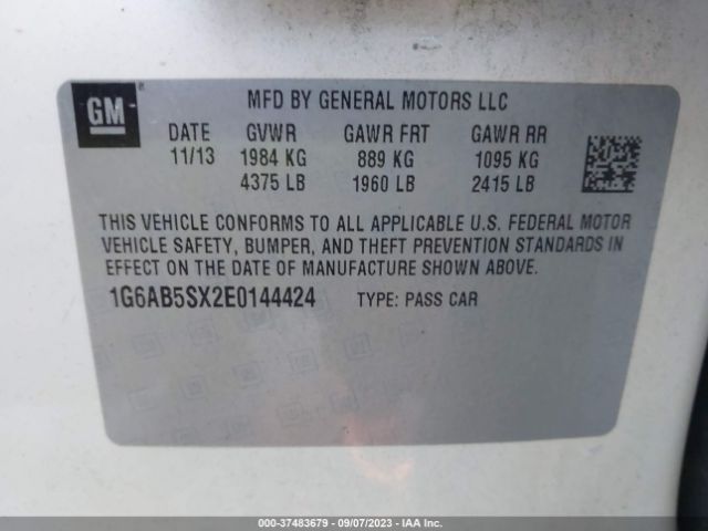 1G6AB5SX2E0144424 Cadillac Ats Luxury Rwd