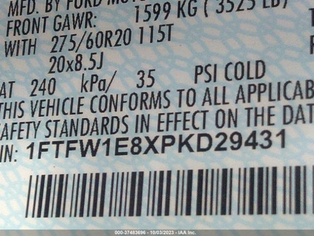 1FTFW1E8XPKD29431 Ford F-150 Xl/xlt/lariat