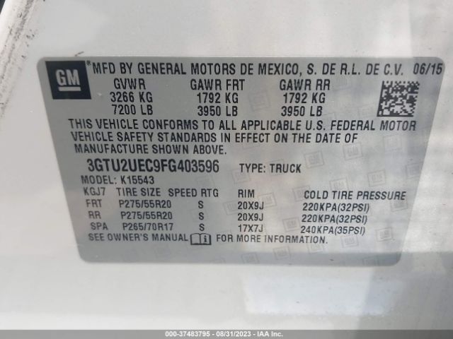 3GTU2UEC9FG403596 GMC Sierra 1500 Sle