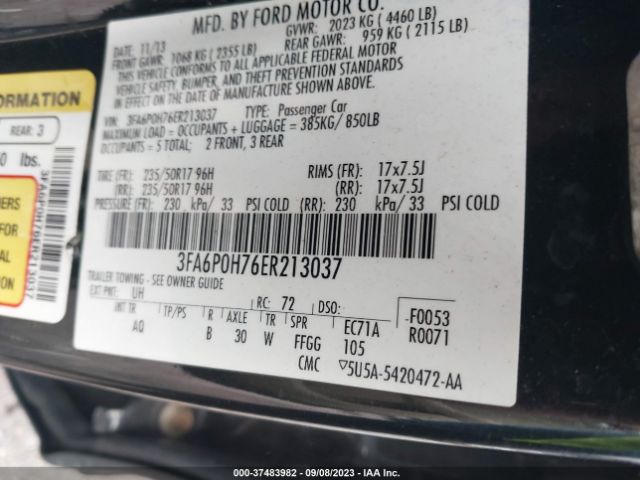 3FA6P0H76ER213037 Ford FUSION SE