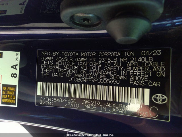 Toyota Corolla Hybrid 2023 JTDBCMFE9PJ005650 Image 9