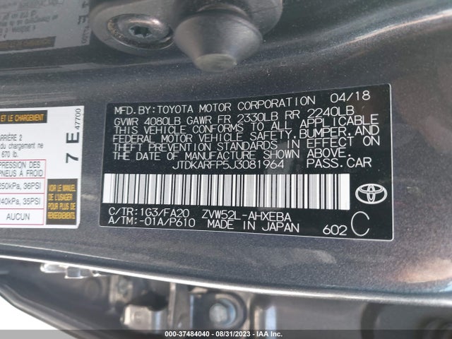 Toyota Prius Prime Plus/premium/advanced 2018 JTDKARFP5J3081964 Image 9