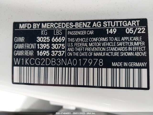 W1KCG2DB3NA017978 Mercedes-Benz Eqs Eqs 450+