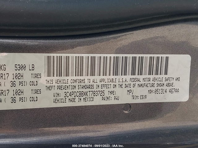 Dodge JOURNEY SE 2019 3C4PDCBBXKT783725 Image 9