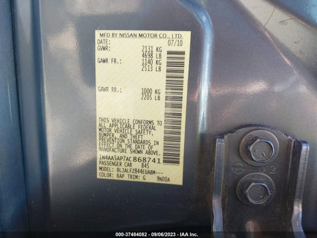 2010 NISSAN MAXIMA 3.5 SV W/PREMIUM PKG VIN: 1N4AA5AP7AC868741