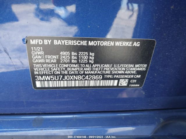 3MW5U7J0XN8C42869 BMW 3 Series M340i