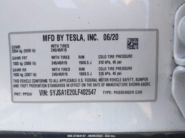 Tesla Model S Long Range 2020 5YJSA1E20LF402547 Image 17