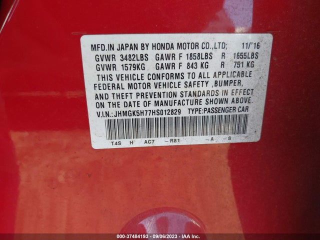 Honda FIT EX 2017 JHMGK5H77HS012829 Image 16