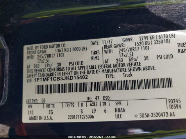 1FTMF1CB3JKD15402 Ford F-150 Xl/xlt