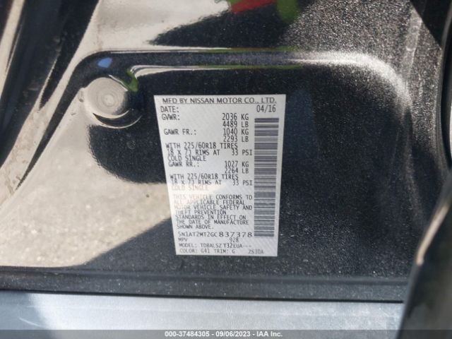 5N1AT2MT2GC837378 Nissan Rogue Sl