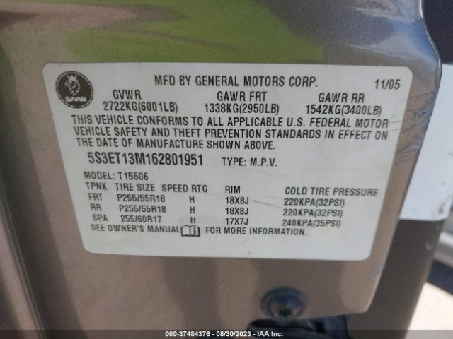 2006 SAAB 9-7X 5S3ET13M162801951 Photo 8