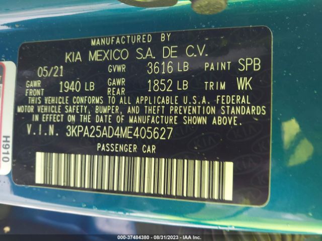3KPA25AD4ME405627 KIA Rio 5-door S