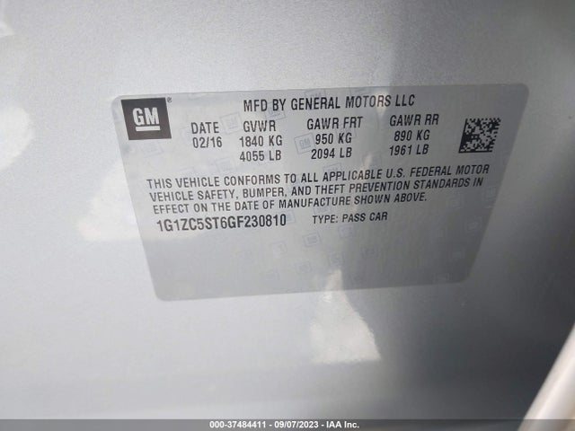 Chevrolet MALIBU LS 2016 1G1ZC5ST6GF230810 Image 9
