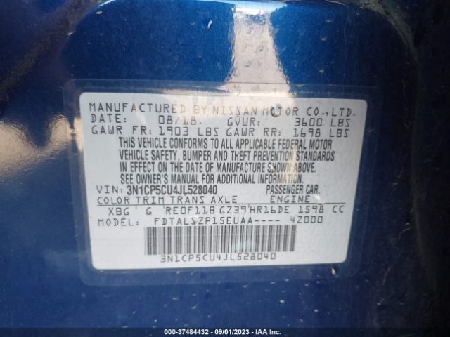 3N1CP5CU4JL528040 Nissan KICKS SV