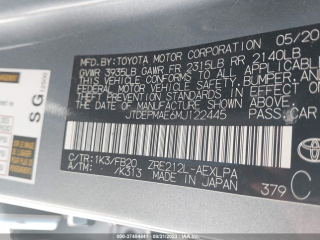 JTDEPMAE6MJ122445 Toyota COROLLA LE