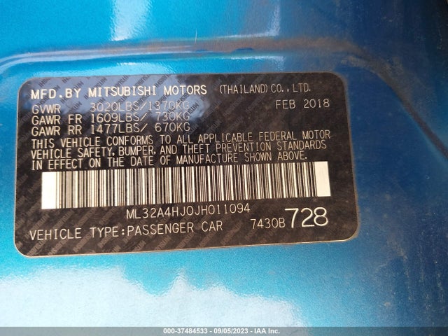Mitsubishi MIRAGE SE 2018 ML32A4HJ0JH011094 Image 9