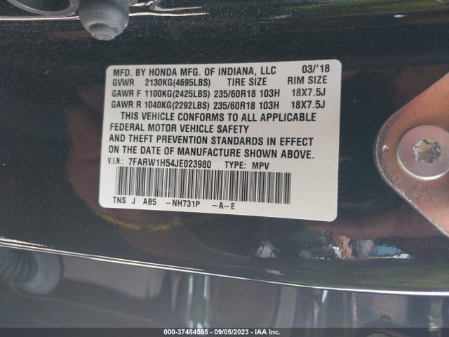 Honda CR-V EX 2018 7FARW1H54JE023980 Image 9