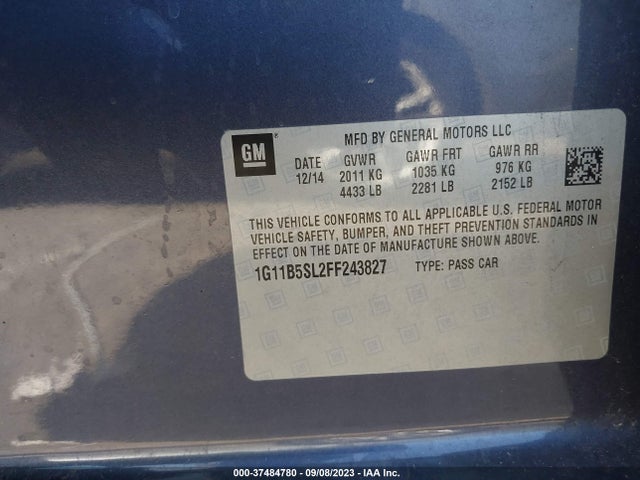Chevrolet MALIBU LS 2015 1G11B5SL2FF243827 Image 9