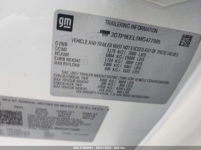 3GTP9EEL0MG477985 GMC Sierra 1500 At4