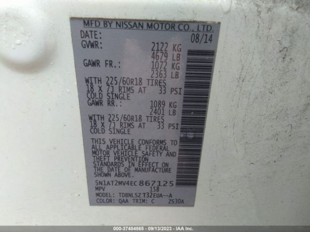 5N1AT2MV4EC867125 Nissan Rogue Sl