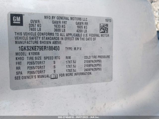 1GKS2KE79ER188450 GMC Yukon Xl Slt