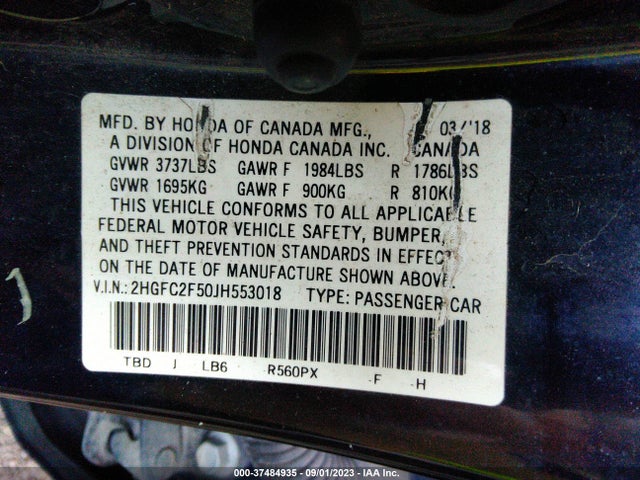 Honda Civic Sedan Lx 2018 2HGFC2F50JH553018 Image 9