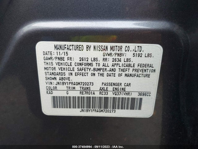 JN1BY1PR4GM720273 Infiniti Q70l