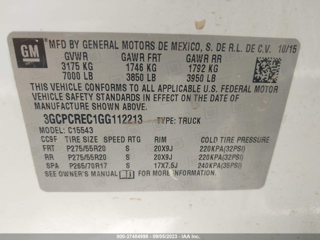 Chevrolet Silverado 1500 Lt 2016 3GCPCREC1GG112213 Image 9