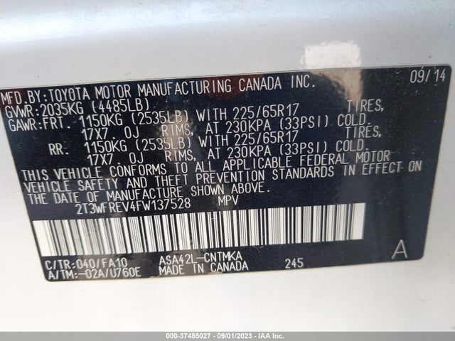 Toyota Rav4 Xle 2015 2T3WFREV4FW137528 Image 9