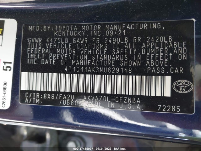 Toyota CAMRY LE 2022 4T1C11AK3NU629148 Image 16