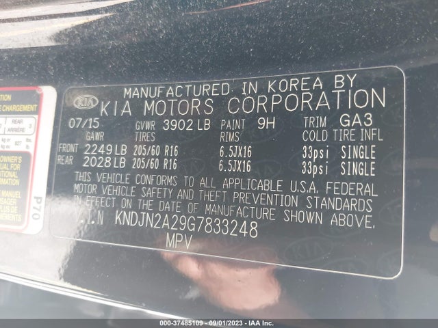 KIA Soul Base 2016 KNDJN2A29G7833248 Image 9