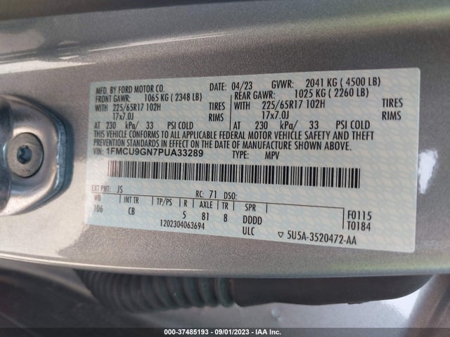 Ford Escape Active 2023 1FMCU9GN7PUA33289 Image 9