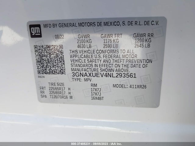 Chevrolet Equinox Awd Lt 2022 3GNAXUEV4NL293561 Image 9