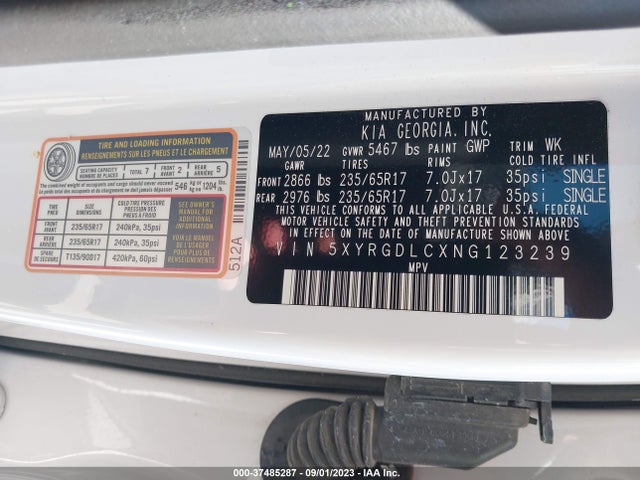 KIA SORENTO LX 2022 5XYRGDLCXNG123239 Image 9