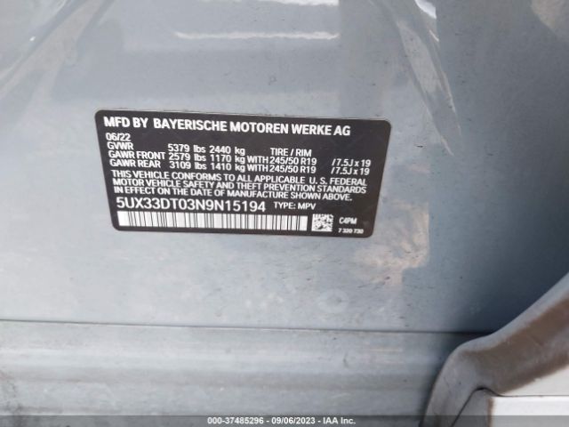 5UX33DT03N9N15194 BMW X4 Xdrive30i