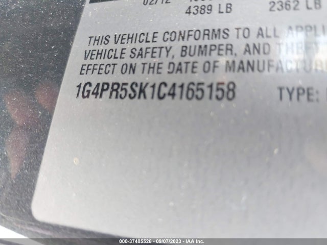 2012 BUICK VERANO CONVENIENCE GROUP VIN: 1G4PR5SK1C4165158