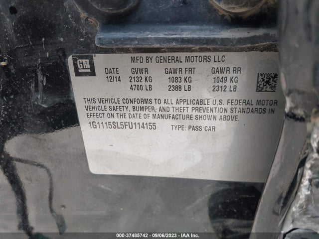 Chevrolet IMPALA LT 2015 1G1115SL5FU114155 Image 9