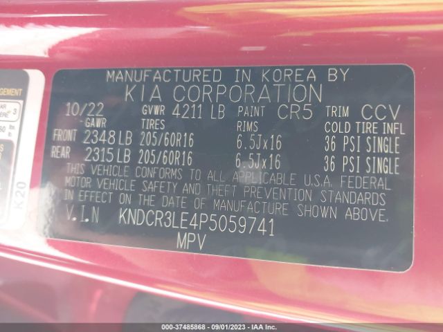 KNDCR3LE4P5059741 KIA NIRO EX