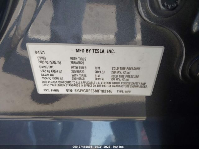 5YJYGDEE6MF183146 Tesla Model Y Long Range