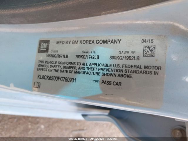 Chevrolet Spark Ev Lt 2015 KL8CK6S00FC780931 Image 9