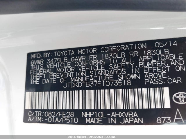 Toyota Prius C One/three/two/four 2014 JTDKDTB37E1073518 Image 10