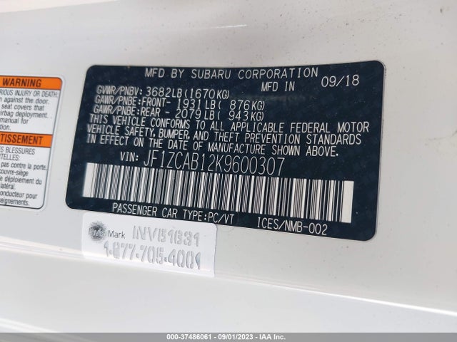 2019 Subaru BRZ, VIN: JF1ZCAB12K9600307
