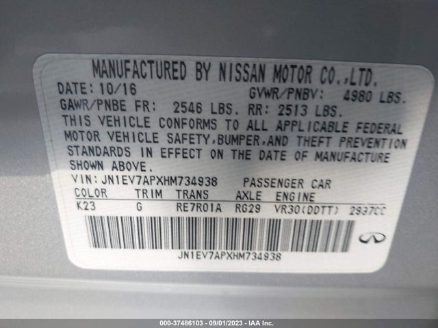 JN1EV7APXHM734938 Infiniti Q50 3.0t Premium