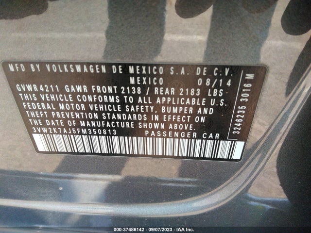 3VW2K7AJ5FM350813 Volkswagen Jetta Sedan 2.0l S W/technology