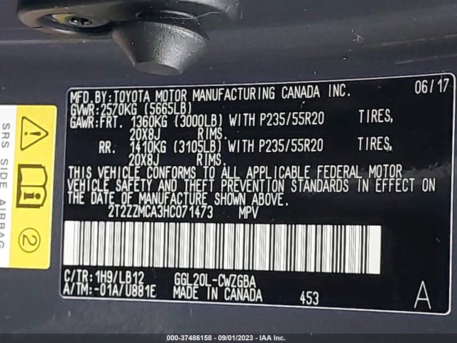 2T2ZZMCA3HC071473 Lexus Rx Rx 350