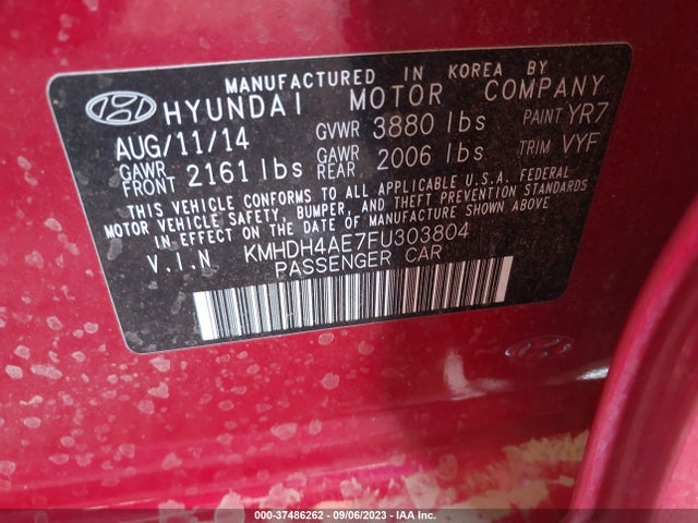 Hyundai ELANTRA SE 2015 KMHDH4AE7FU303804 Image 9