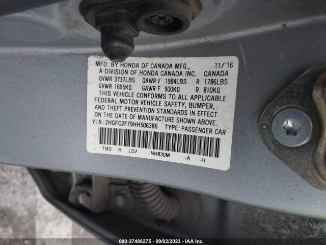 Honda Civic Sedan Ex 2017 2HGFC2F79HH506386 Image 9