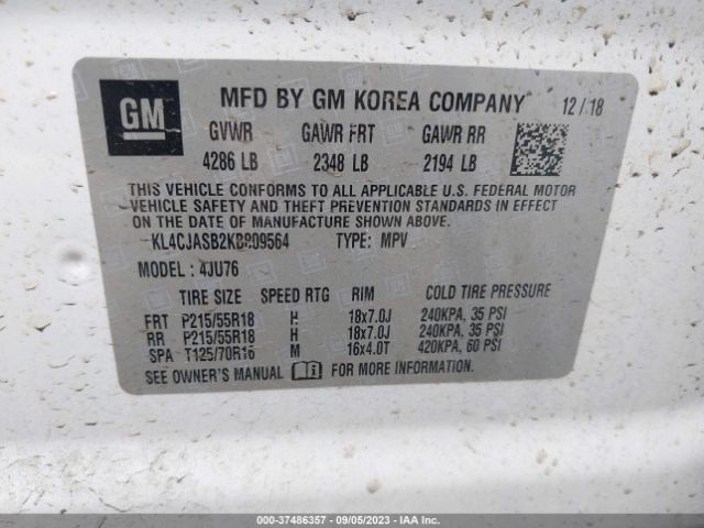 KL4CJASB2KB809564 Buick Encore Preferred