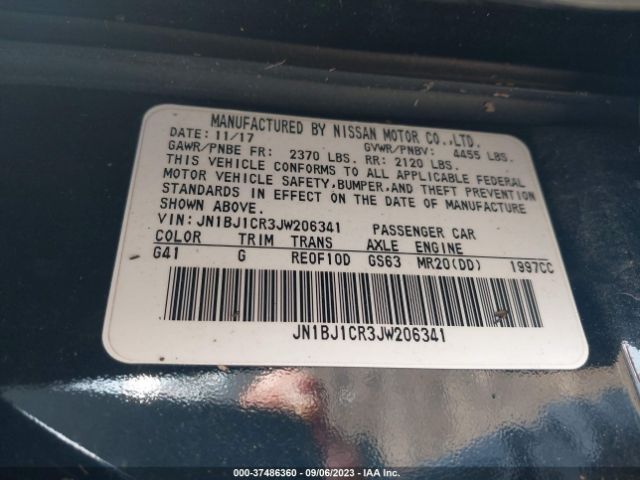 JN1BJ1CR3JW206341 Nissan Rogue Sport Sv